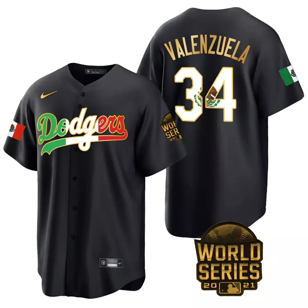 valenzuela 34 dodgers 2021 men s all stitched vapor jersey black world series edition