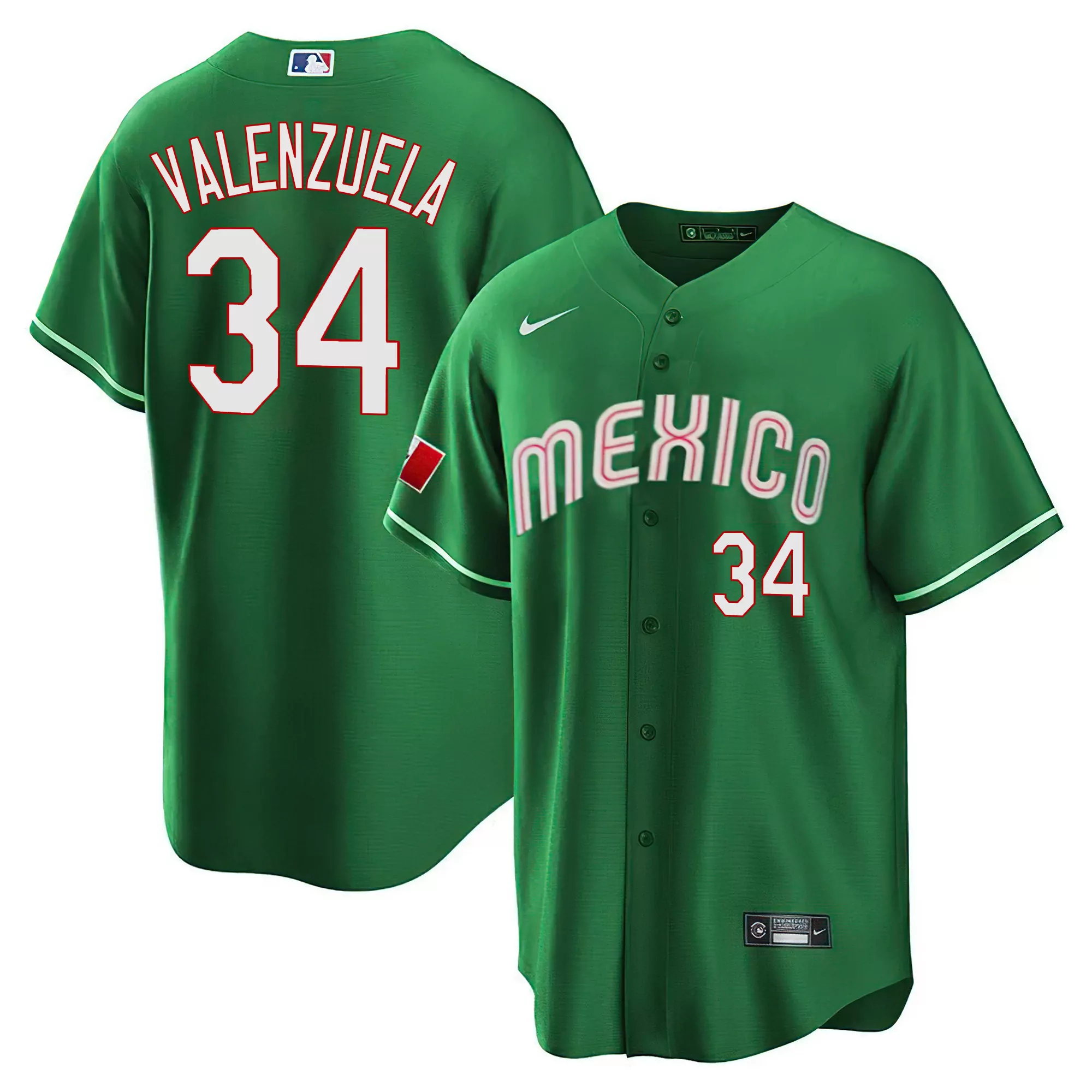 valenzuela 34 mexico 2023 men s all stitched vapor jersey green