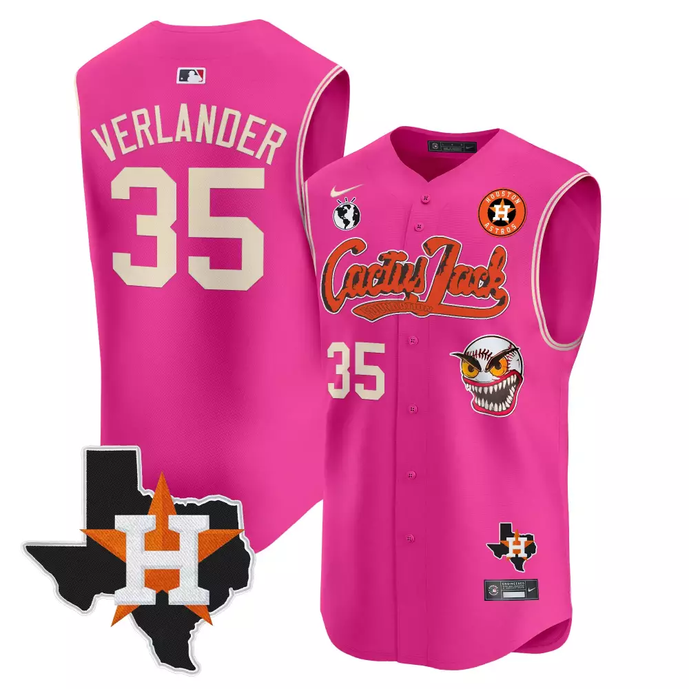 verlander 35 houston astros 2023 men s all stitched vapor jersey pink cactus jack edition