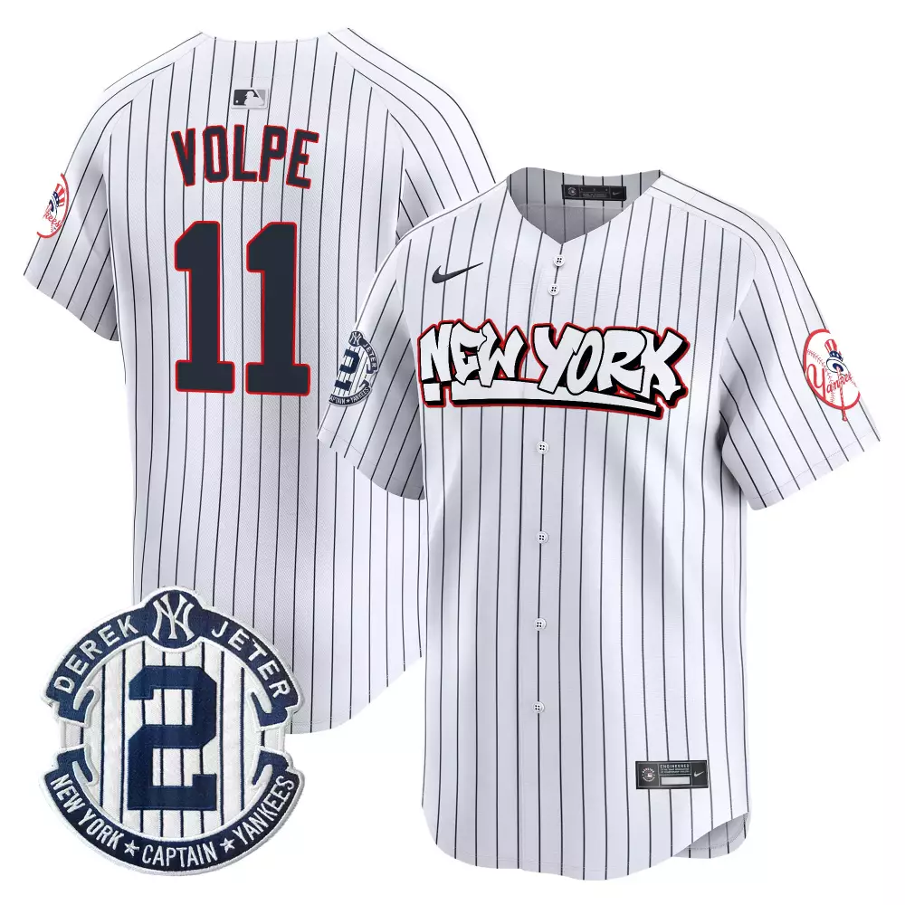Volpe 11 New York Yankees 2023 Men's All Stitched Vapor Jersey | Jeter Patch | Limited Edition Fan Gear | For Men, Women & Youth