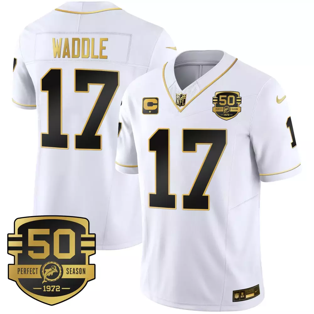 Waddle 17 New Orleans Saints 2022 Stitched Vapor Jersey | White 50th Season Edition | Fan Gear for Men, Women & Youth