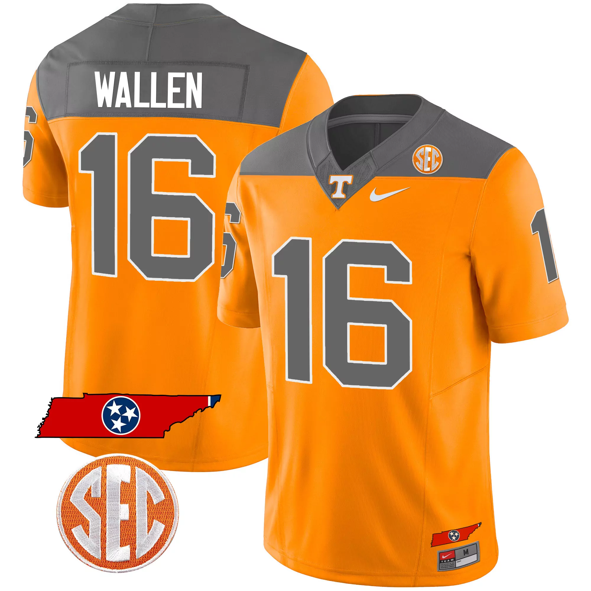 wallen 16 tennessee volunteers 2023 men s all stitched vapor jersey black sec patch