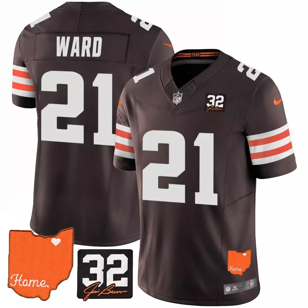Ward 21 Cleveland Browns 2023 Stitched Vapor Jersey | Brown Home Edition | Replica Fan Gear | For Men, Women & Youth