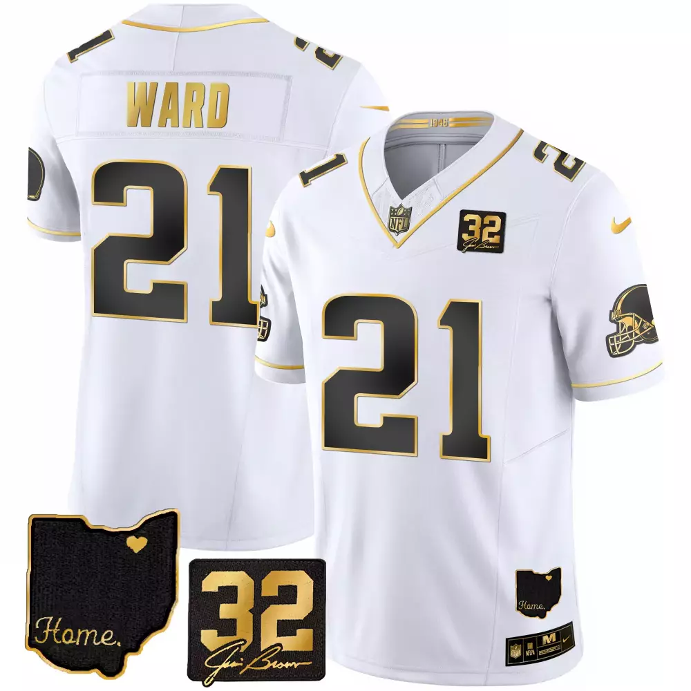 Ward 21 Cleveland Browns 2023 Stitched Vapor Jersey | White Home Edition | Limited Edition Fan Gear | For Men, Women & Youth