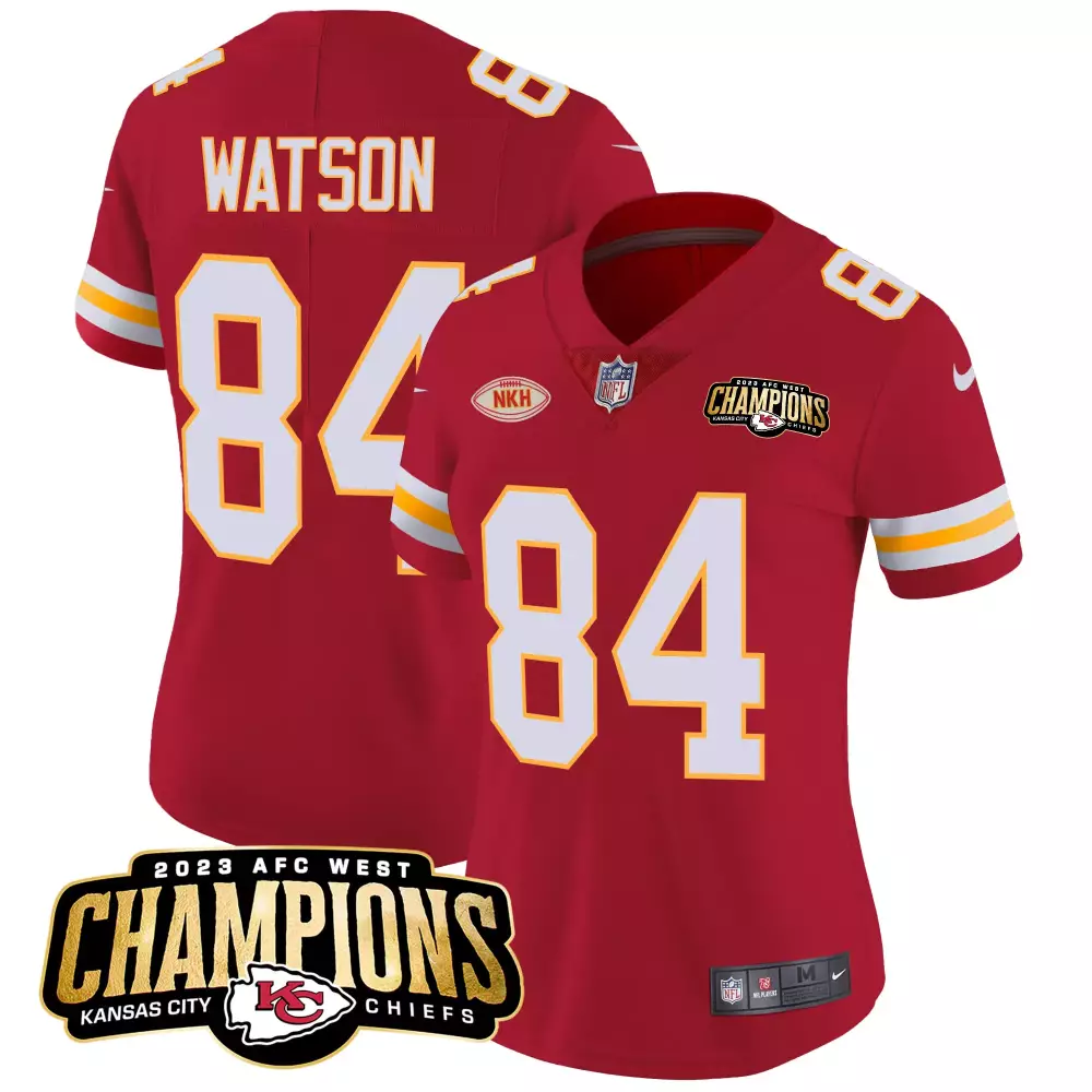Watson 84 Kansas City Chiefs 2023 Women's Stitched Vapor Jersey | White Back 2 Back Edition | Fan Gear for Men, Women & Youth