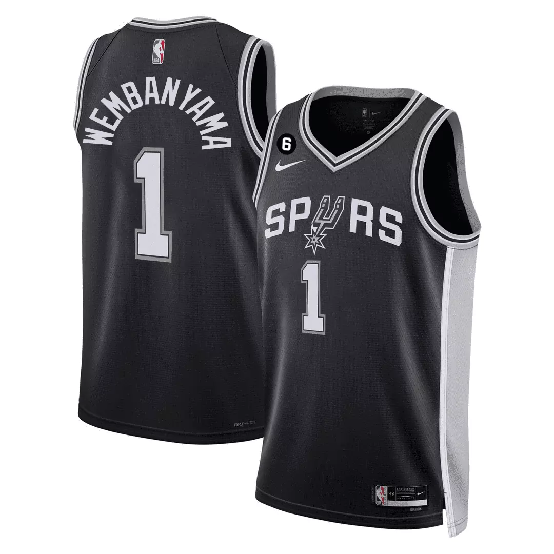 wembanyama 1 san antonio spurs 2023 men s all stitched vapor jersey black 1