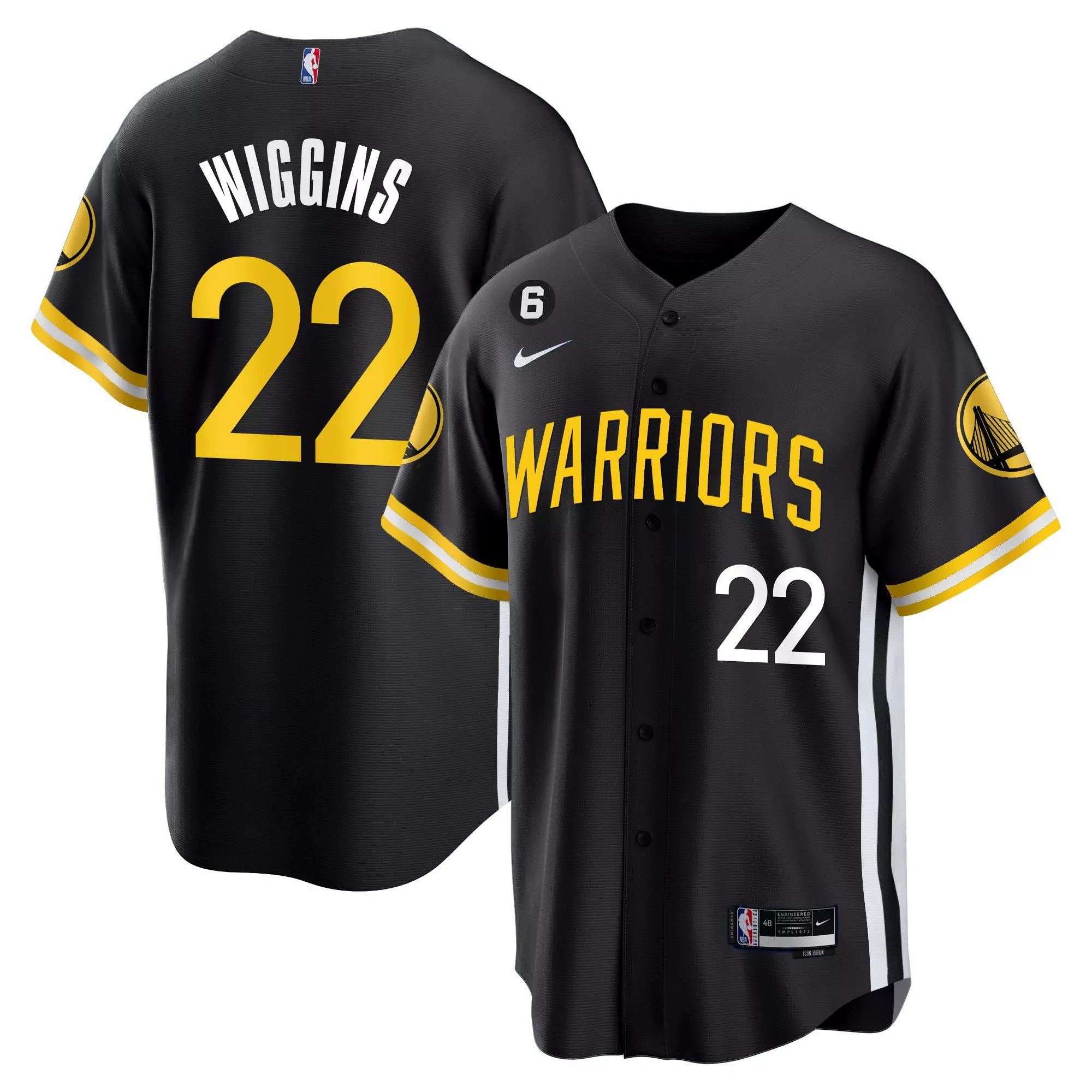 wiggins 22 golden state warriors 2023 men s all stitched vapor jersey black edition 1