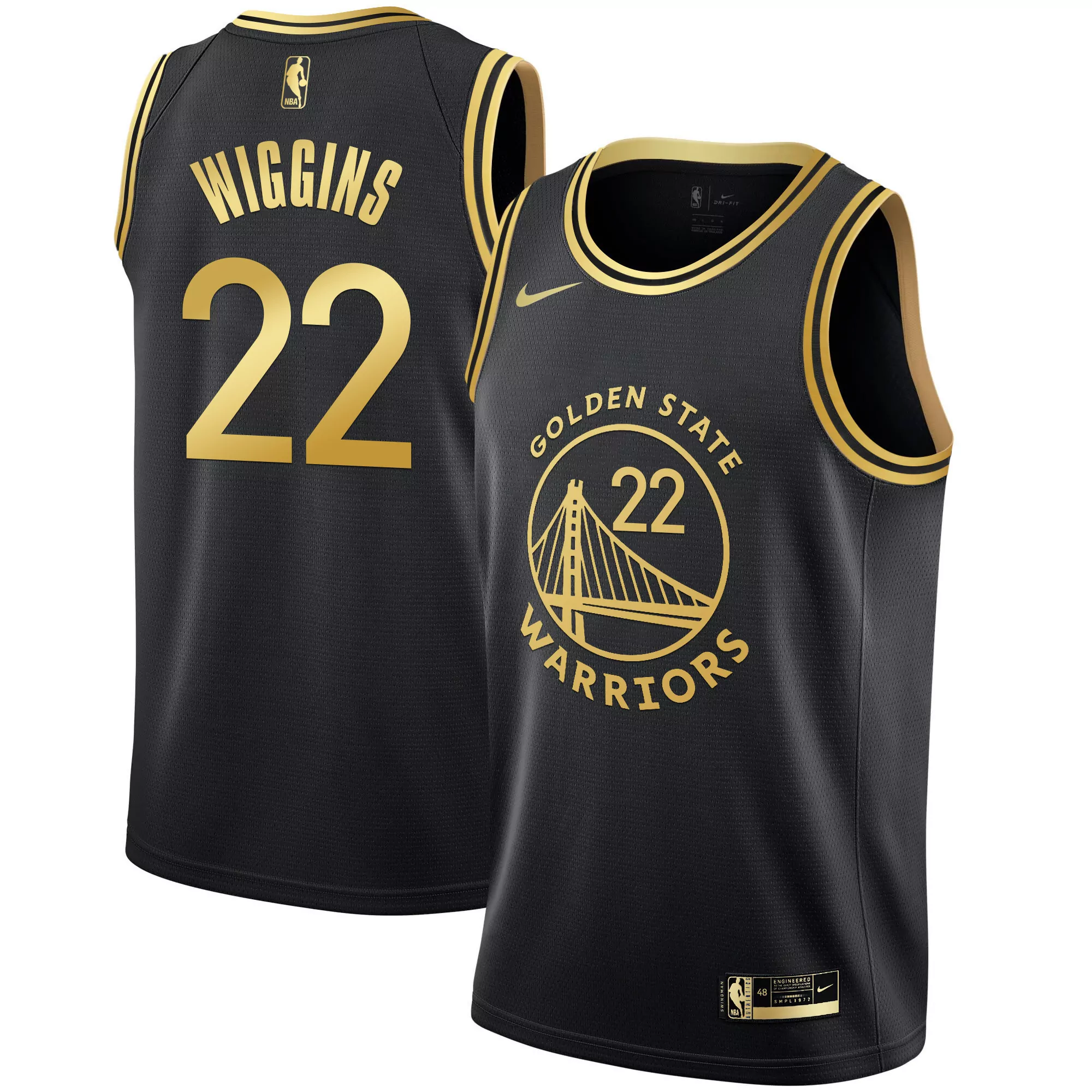 wiggins 22 golden state warriors 2023 men s all stitched vapor jersey black edition 1