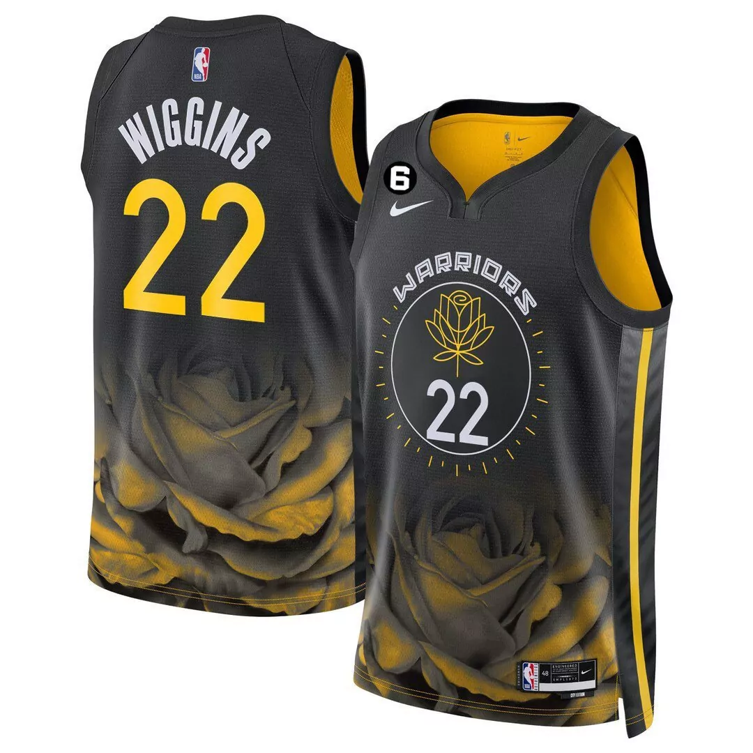 wiggins 22 golden state warriors 2023 men s all stitched vapor jersey black gold edition