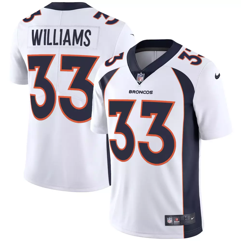 williams 33 denver broncos 2023 men s all stitched vapor jersey navy orange