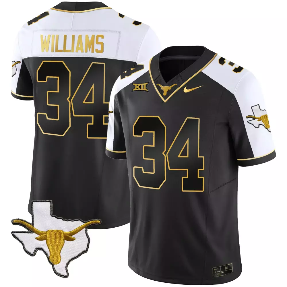 Williams 34 Texas Longhorns 2023 Stitched Jersey | White with Name Patch | Fan Gear for Men | For Men, Women & Youth