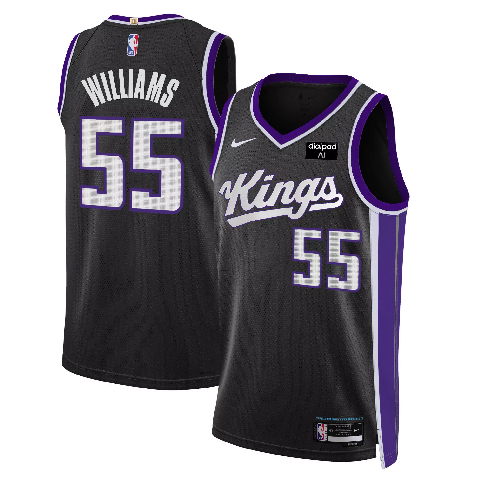 williams 55 sacramento kings 2023 men s all stitched vapor jersey black edition