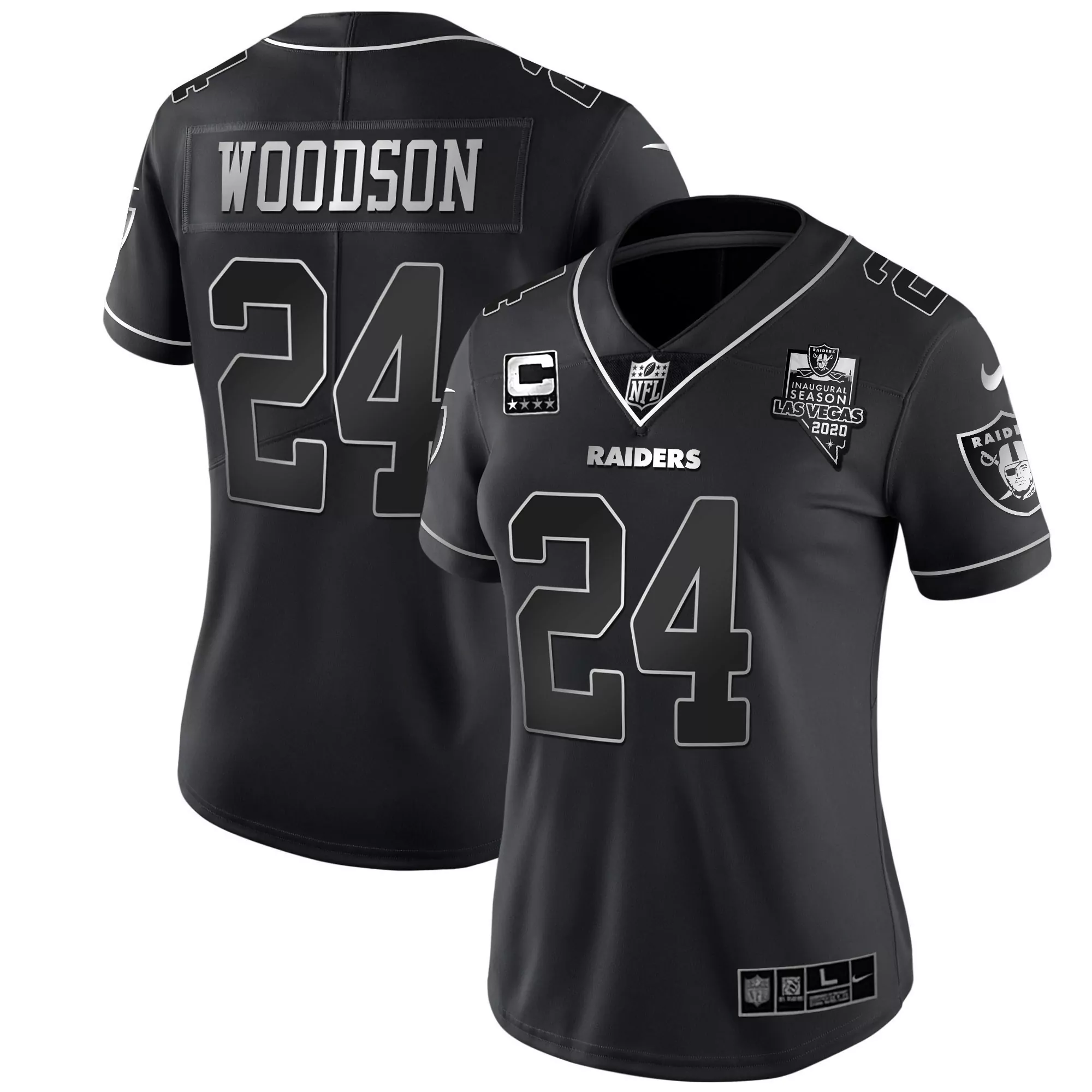 woodson 24 raiders 2020 women s all stitched vapor jersey black inaugural season patch