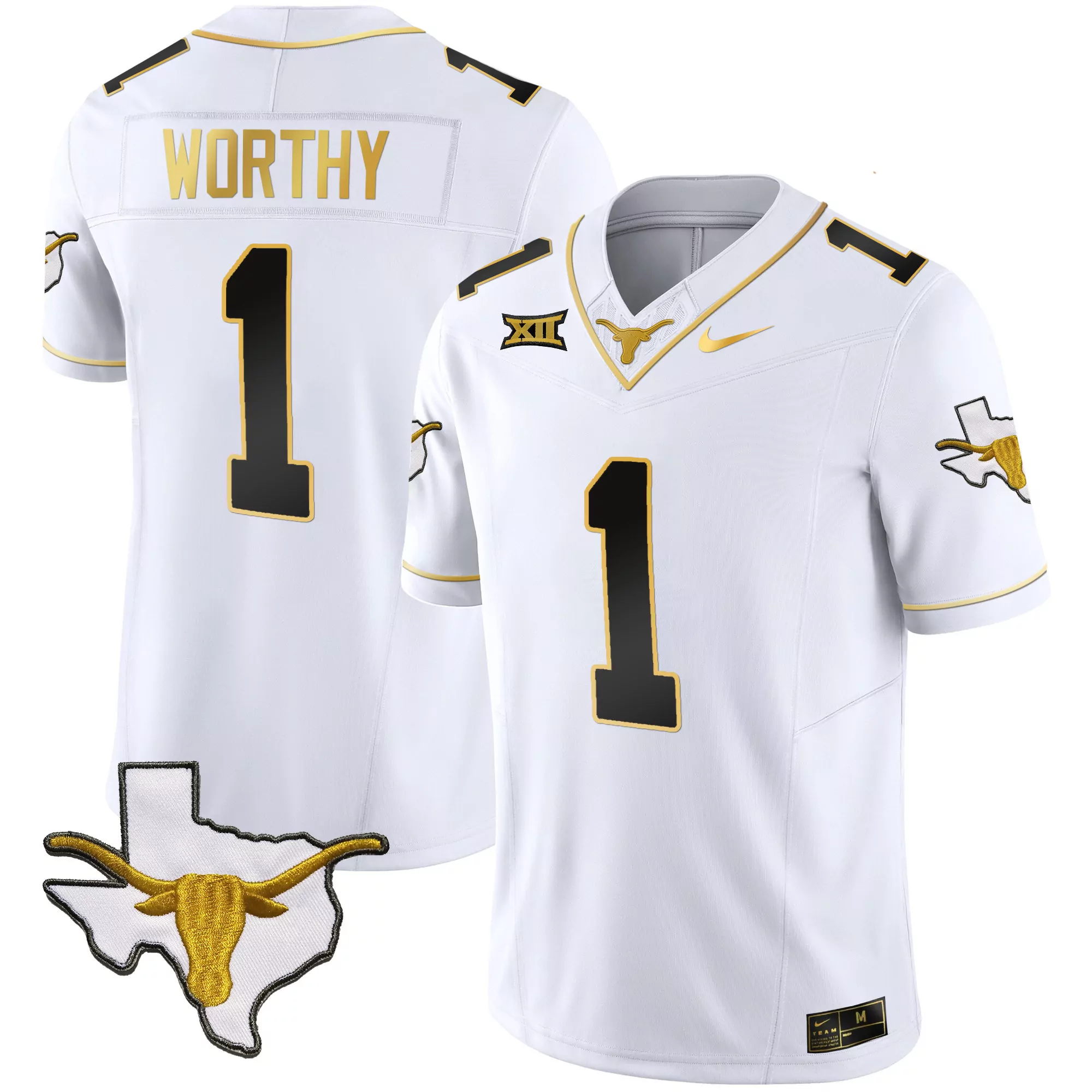 worthy 1 texas longhorns 2023 men s all stitched vapor jersey white texas patch 1