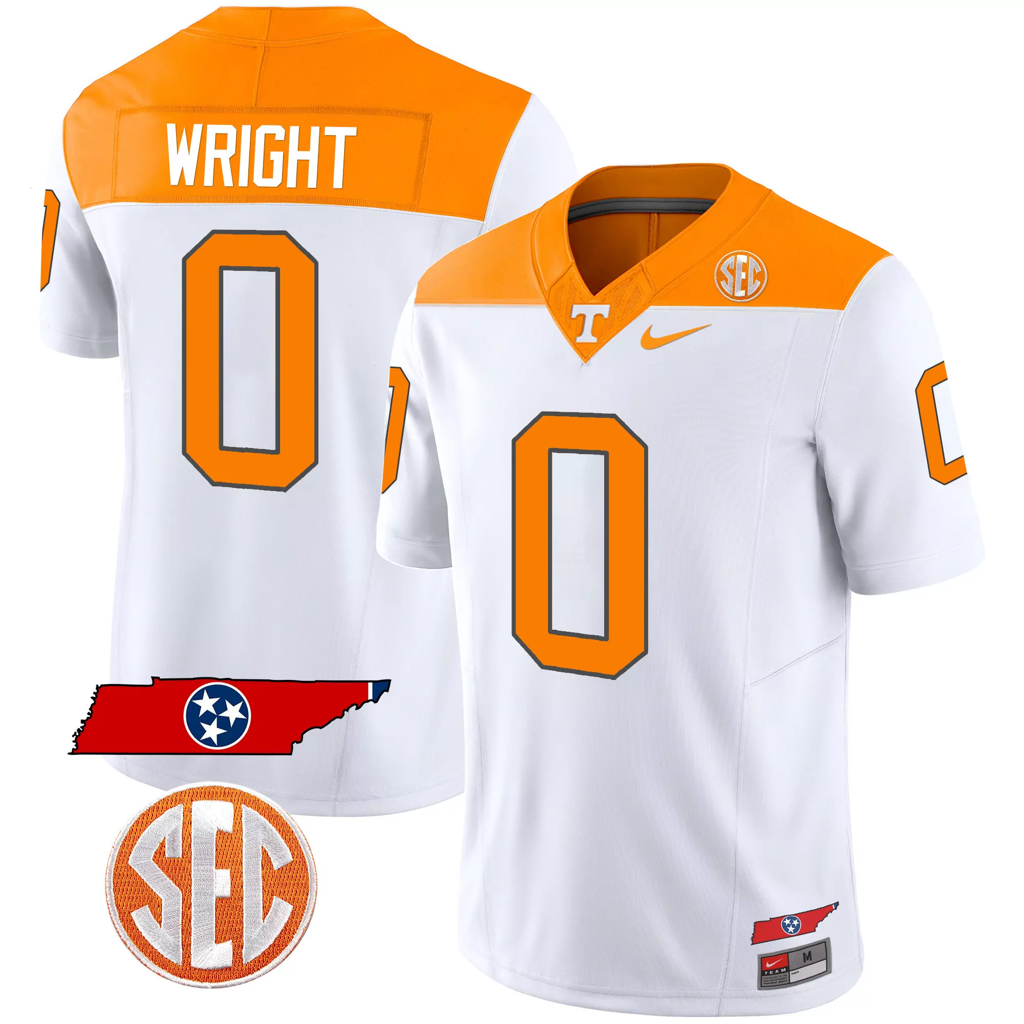 wright 0 tennessee volunteers 2023 men s all stitched vapor jersey orange gray sec patch