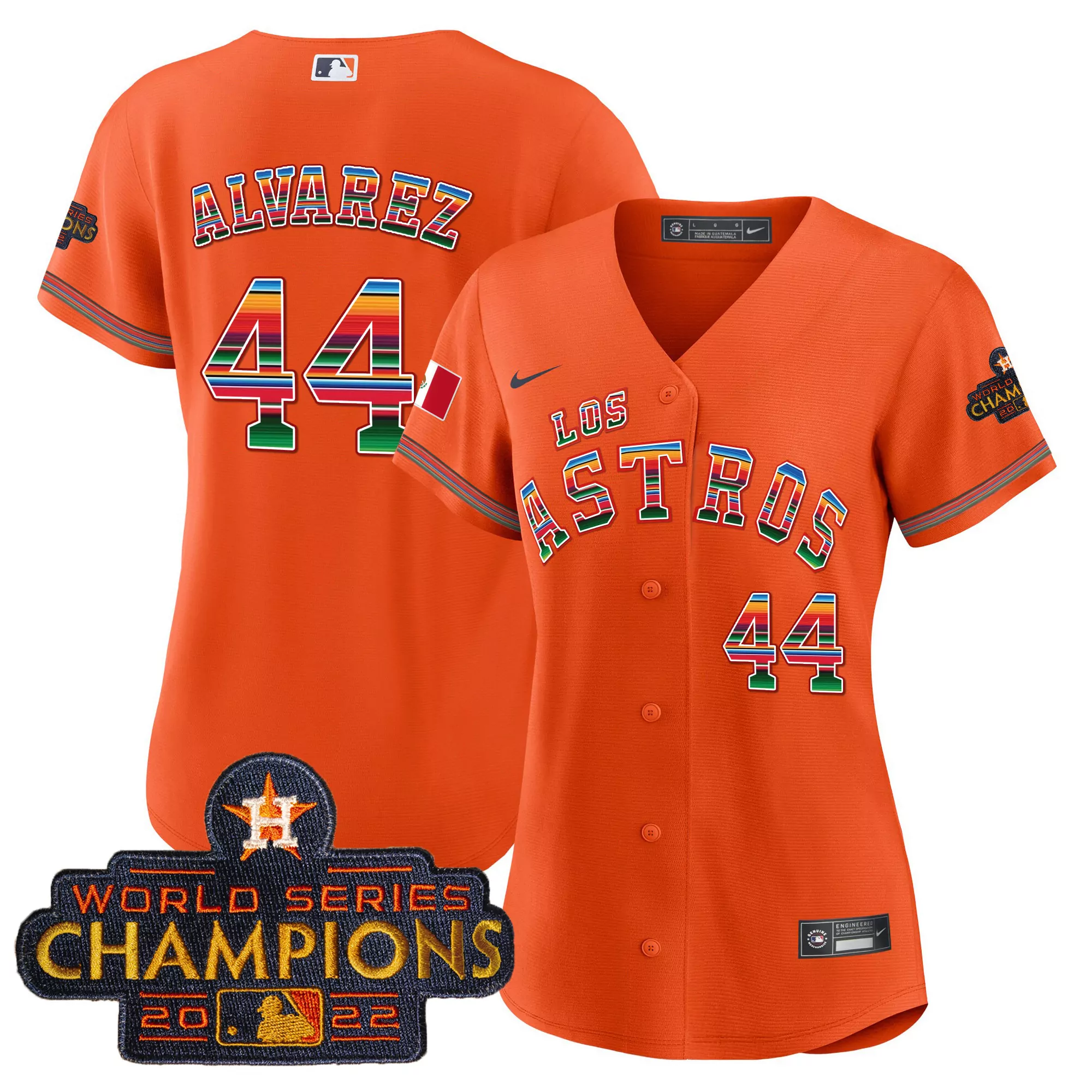 yordan alvarez 44 houston astros 2022 women s all stitched vapor jersey orange world series champions