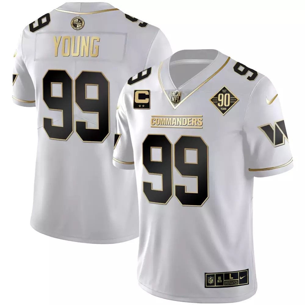 Young 99 Commanders 2023 Men's All Stitched Vapor Jersey | White | 90th Anniversary Edition | For Men, Women & Youth