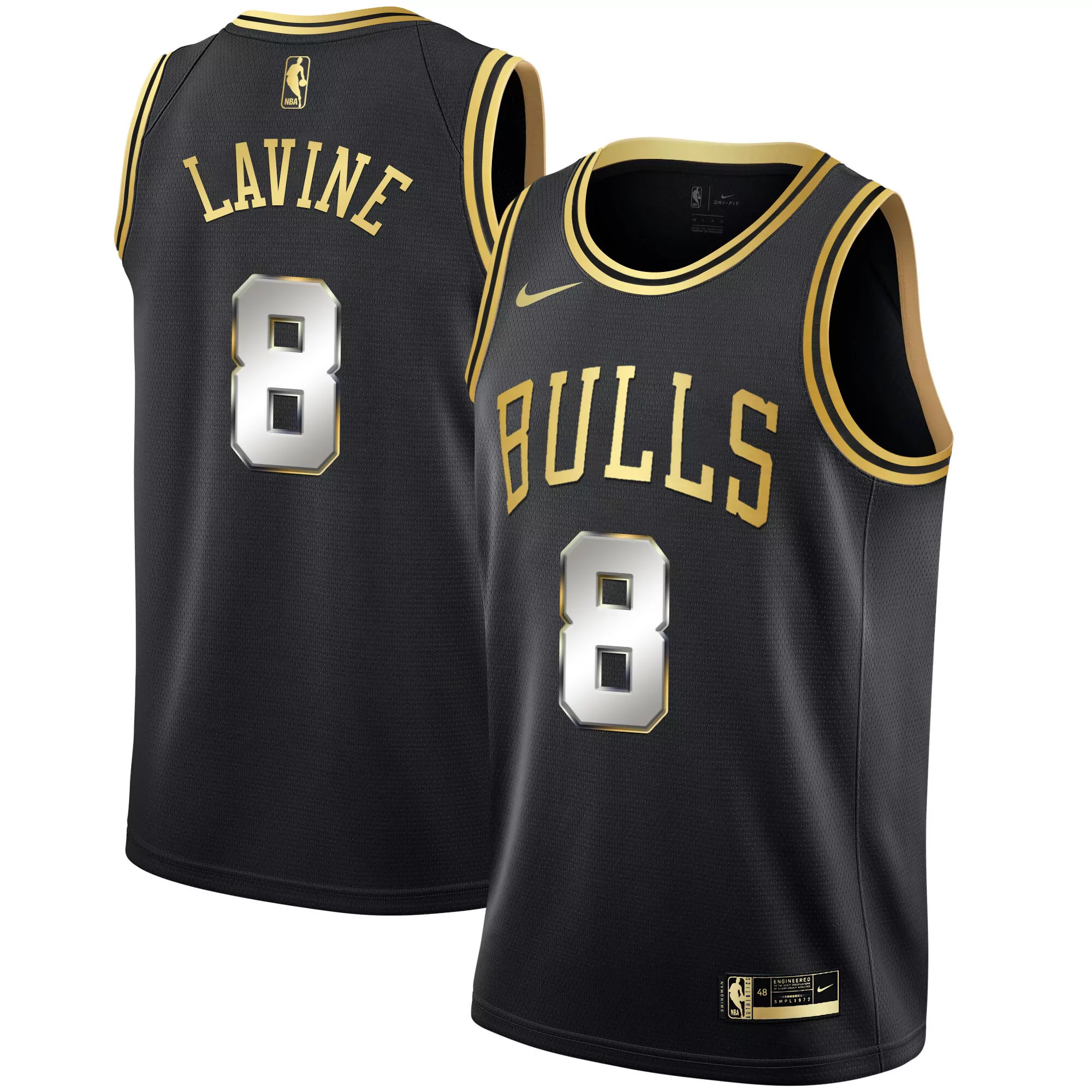 vucevic 9 chicago bulls 2023 men s all stitched vapor jersey black gold 1