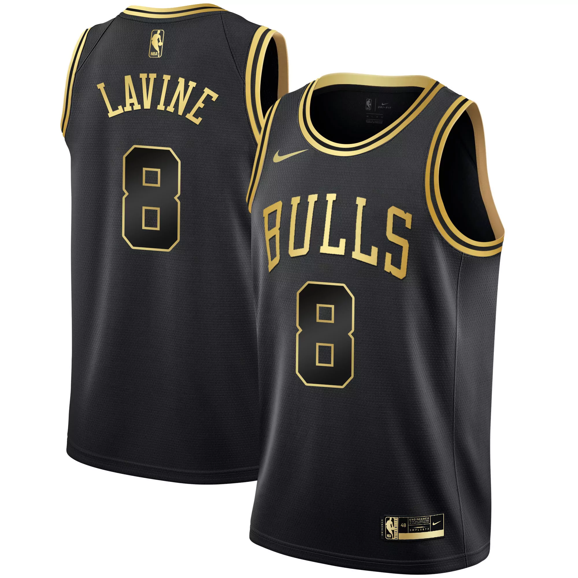 zach lavine 8 chicago bulls 2023 men s all stitched vapor jersey black gold edition 2
