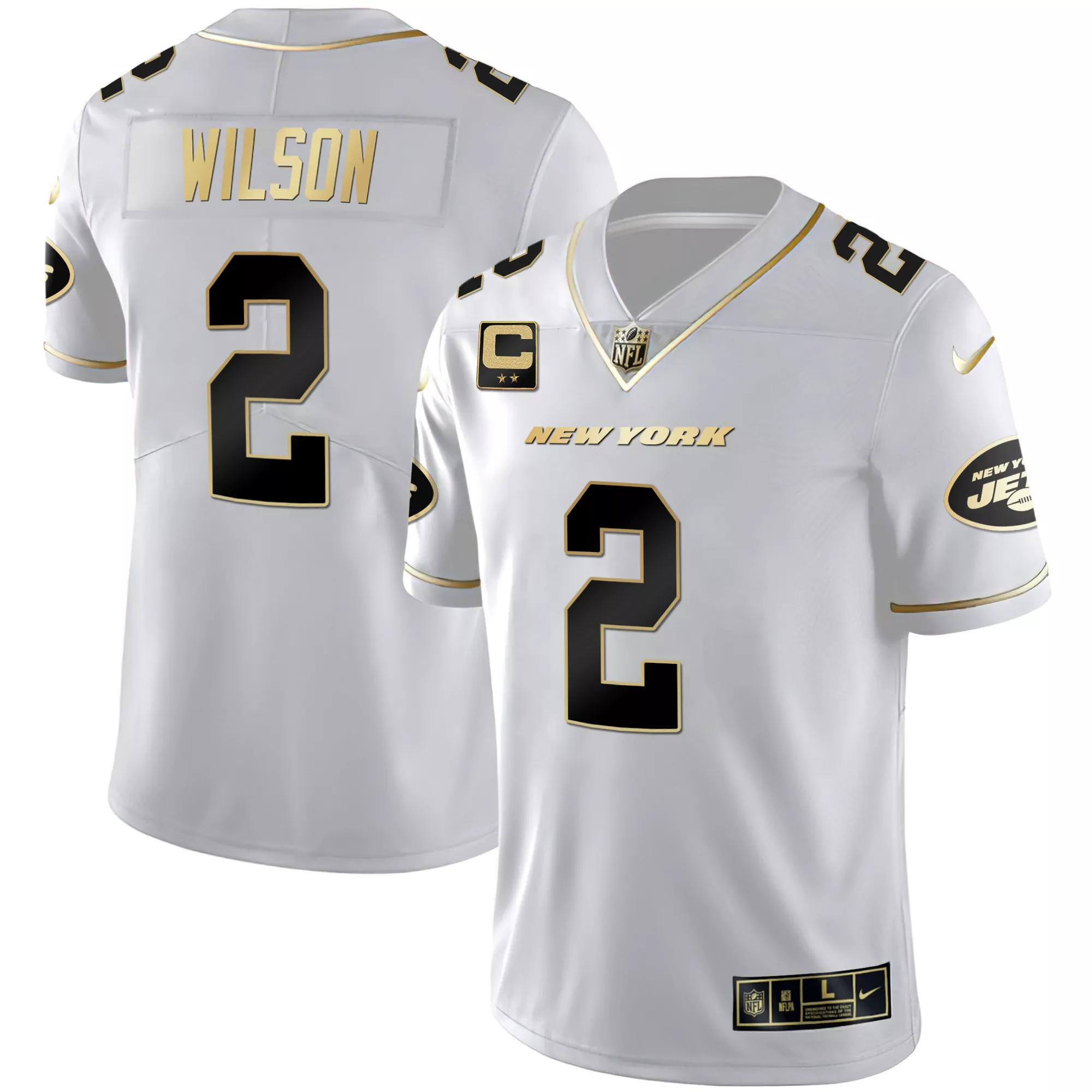 zach wilson 2 new york jets 2023 men s all stitched vapor jersey white gold