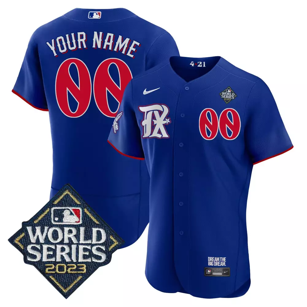 Texas Rangers 2023 Your Name 00 All Stitched Vapor Jersey | World Series Edition Blue | For Men, Women & Youth