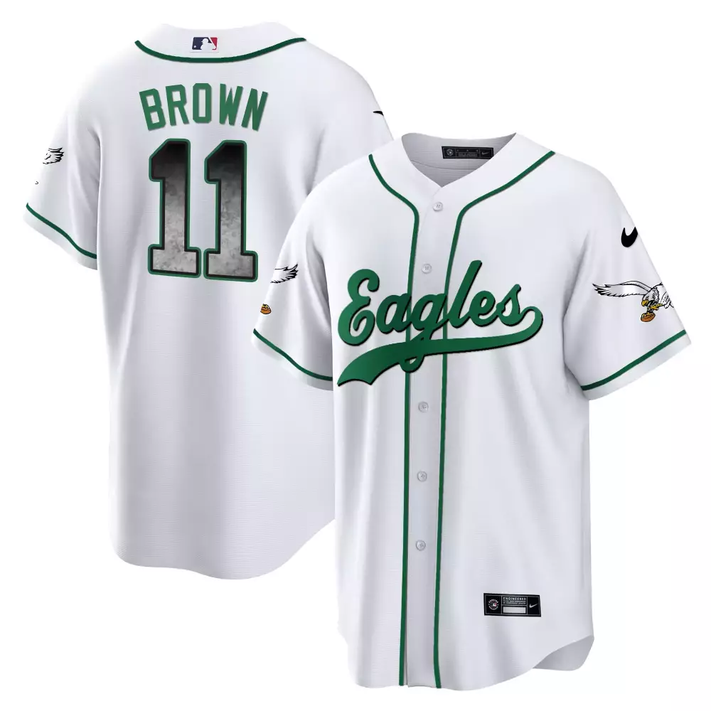 A J Brown 11 Eagles 2023 Stitched Vapor Jersey | White Green Edition | Limited Fan Gear | For Men, Women & Youth