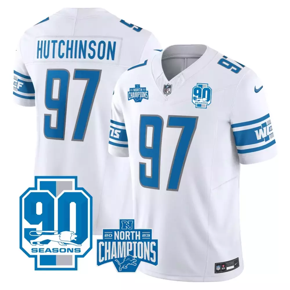 Aidan Hutchinson 2023 Detroit Lions Stitched Vapor Jersey | 90 Seasons Edition Gray | Limited Edition Fan Gear | For Men, Women & Youth