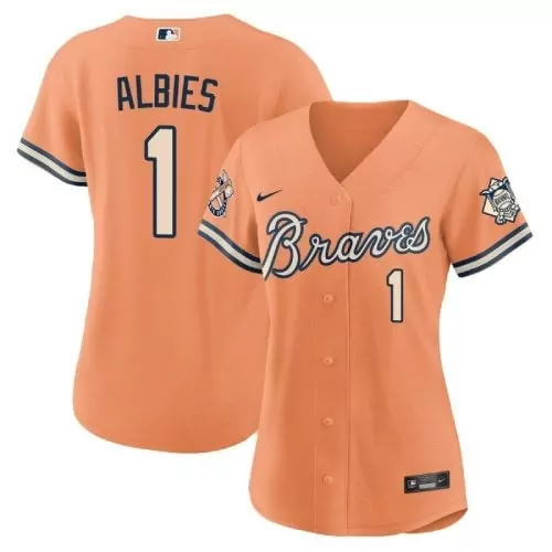 albies 1 atlanta braves 2023 women s all stitched vapor jersey navy peach