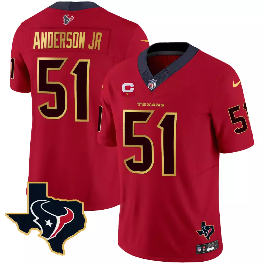 Anderson Jr. 51 Houston Texans 2023 Red Champions Edition Vapor Jersey | All Stitched Style | For Men, Women & Youth