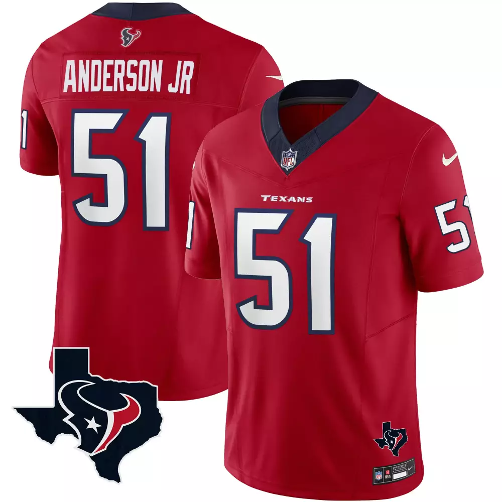 Anderson Jr. 51 Houston Texans 2023 Red Champions Edition Vapor Jersey | All Stitched Style | For Men, Women & Youth