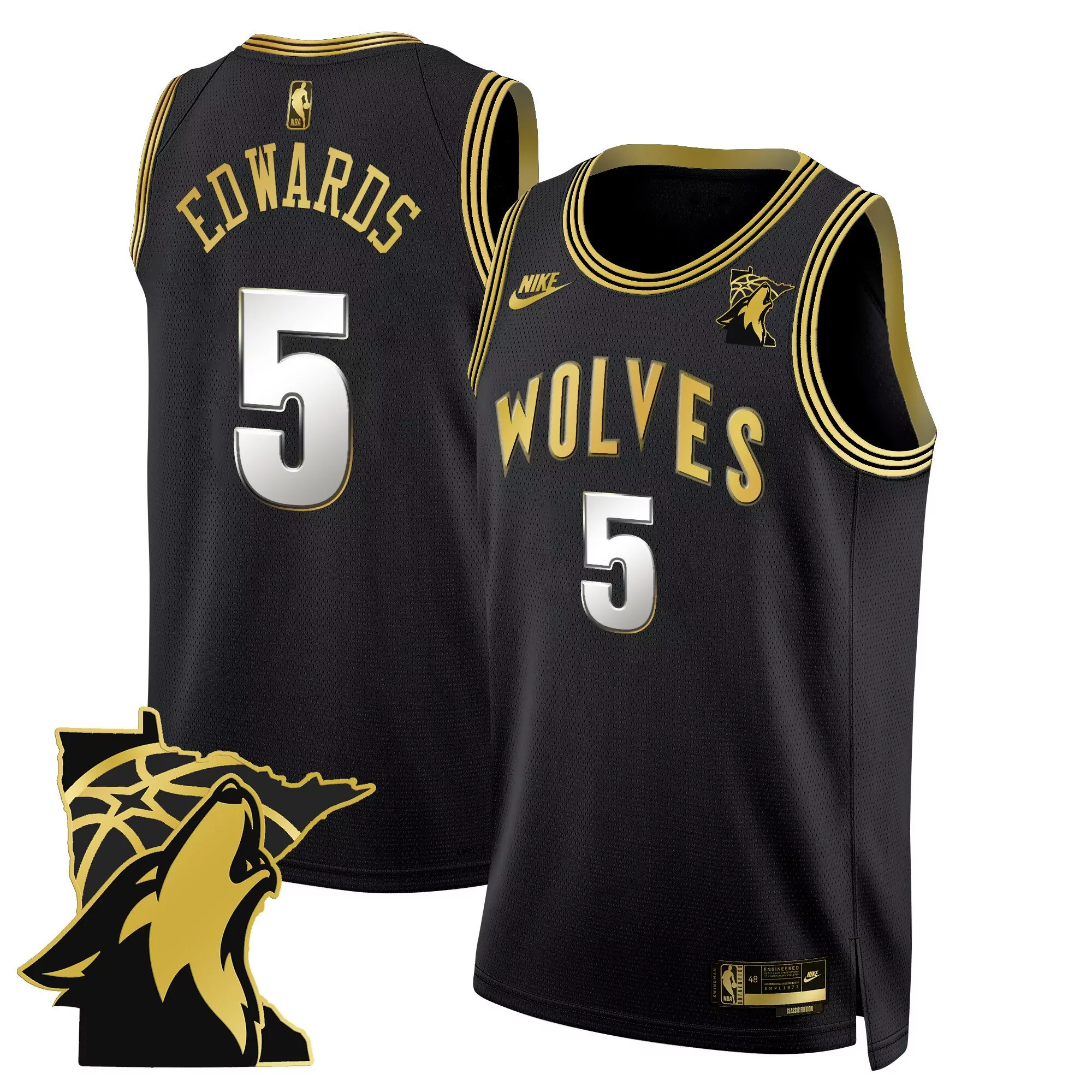 anthony edwards 1 minnesota timberwolves 2023 men s all stitched vapor jersey black