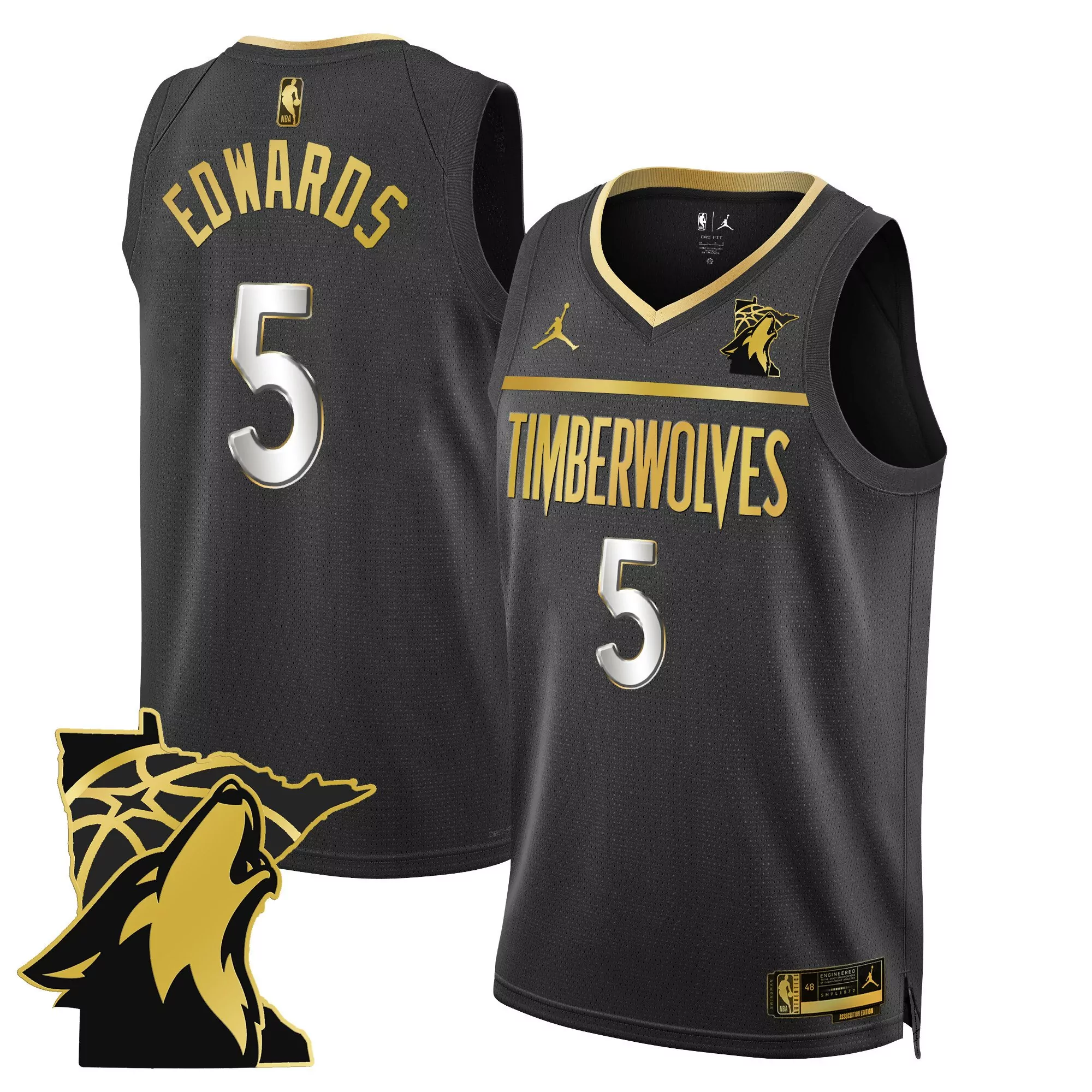 anthony edwards 1 minnesota timberwolves 2023 men s all stitched vapor jersey black
