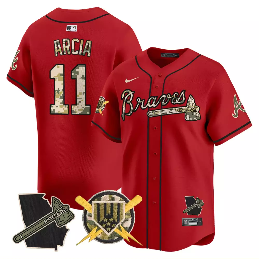 arcia 11 atlanta braves 2023 men s all stitched vapor jersey camo edition