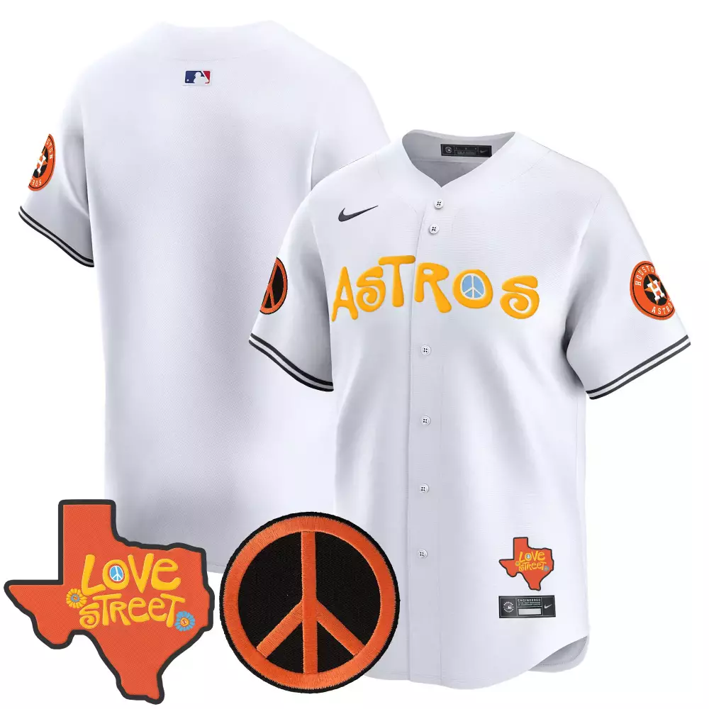 Astros Love Street Peace Patch Stitched Vapor Jersey | 2023 Men’s White | Limited Edition Fan Gear | For Men, Women & You