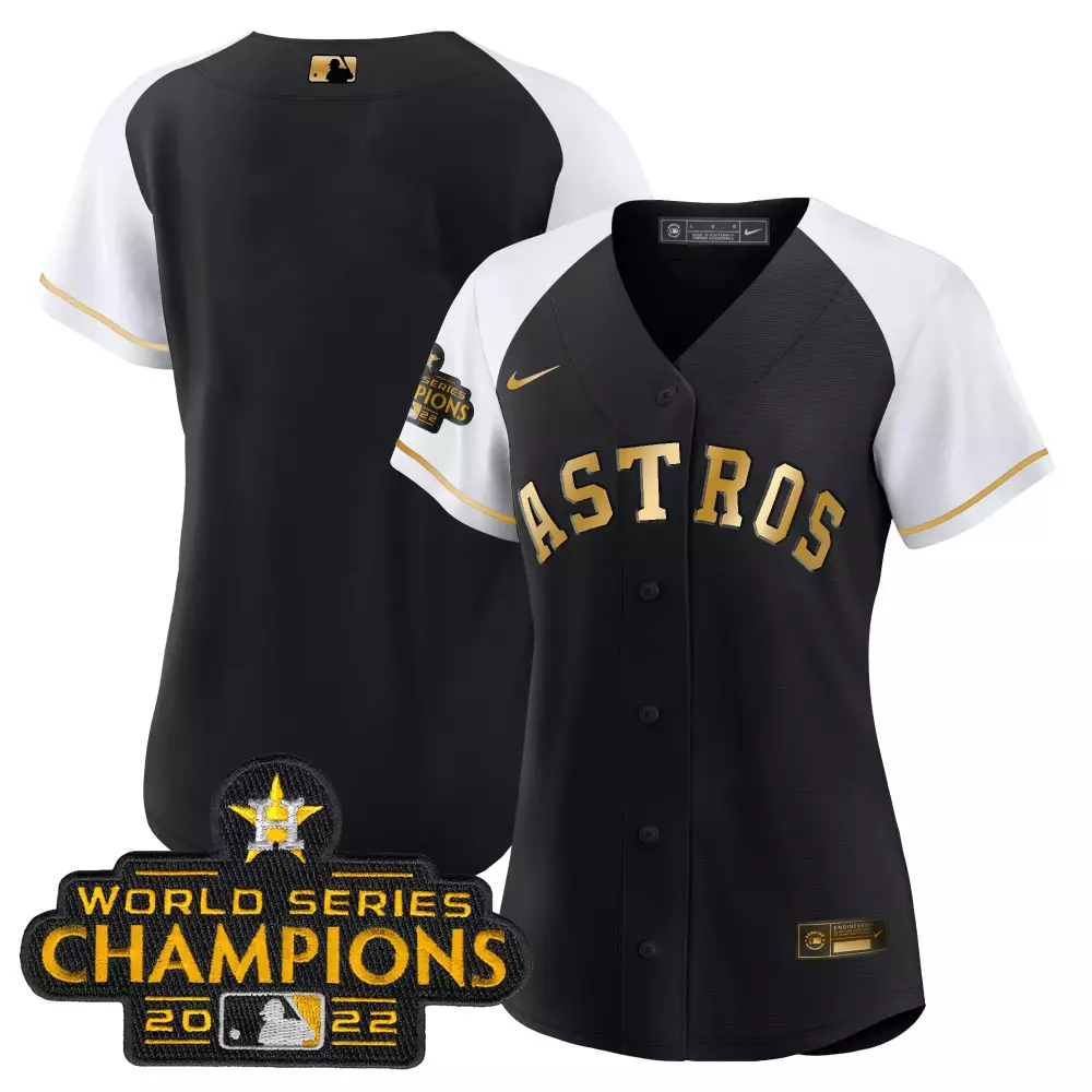 Astros Women's 2022 World Series Champions Stitched Vapor Jersey | Black & White | For Women & Youth