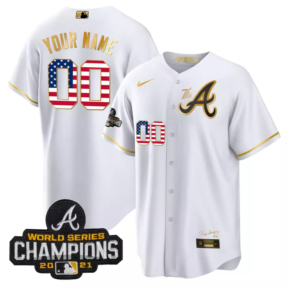 Your Name 00 Atlanta Braves 2021 Champions Edition White Vapor Jersey | All Stitched | Fan Gear for Men, Women & Youth