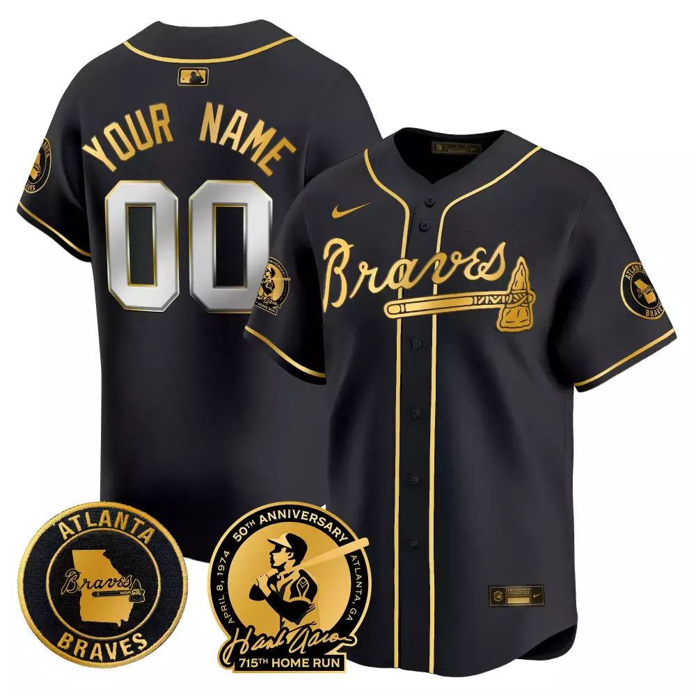 atlanta braves custom 00 black all stitched vapor jersey 2023 men s 50th anniversary edition