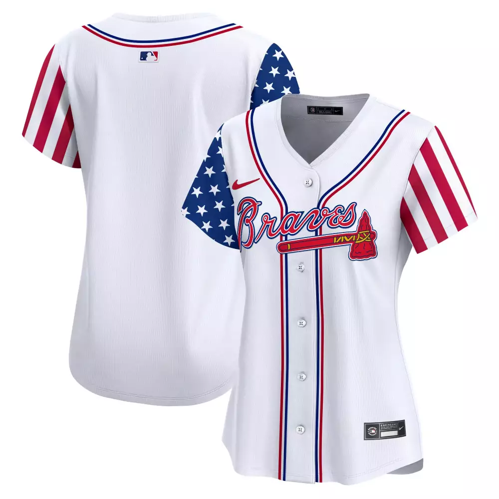 Atlanta Braves 2023 Red White Blue USA Flag Design All Stitched Vapor Jersey | Fan Gear for Women | For Men, Women & Youth