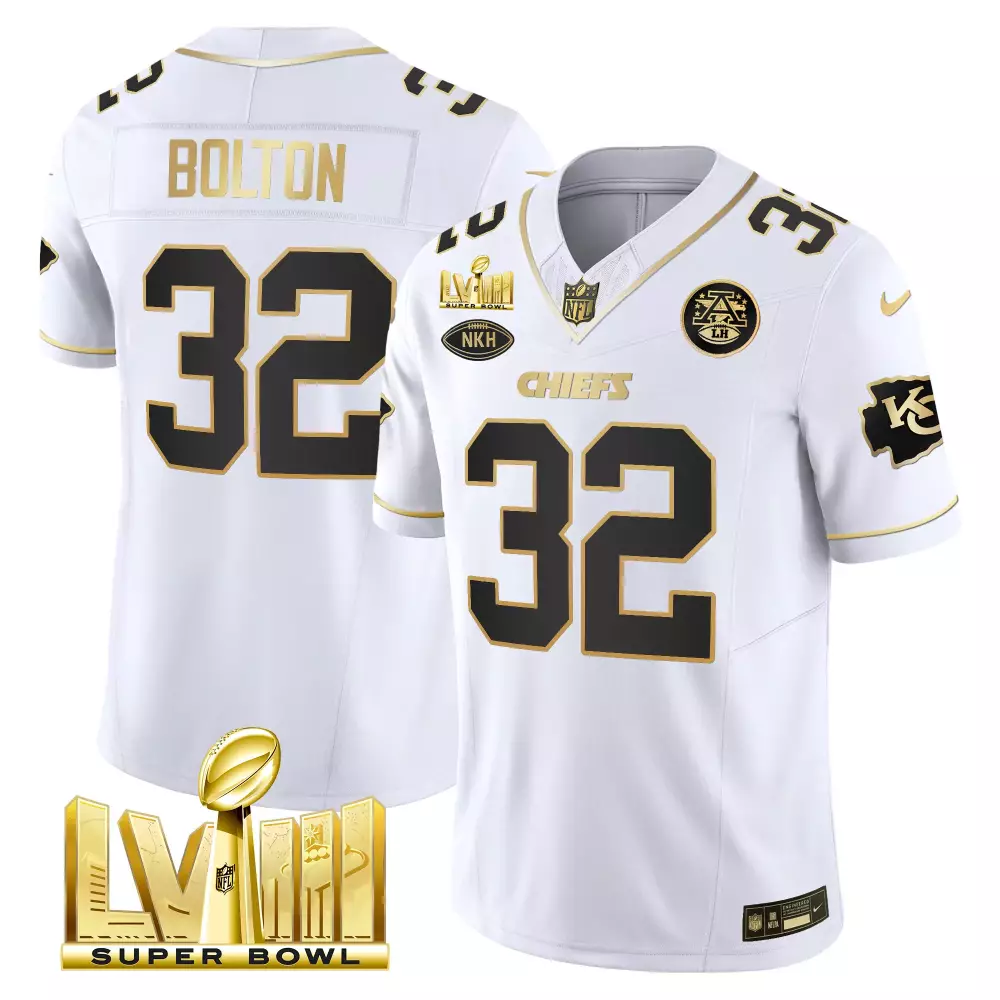 Bolton 32 Kansas City Chiefs 2023 Men's Vapor Jersey | All Stitched Super Bowl Edition White | For Men, Women & Youth