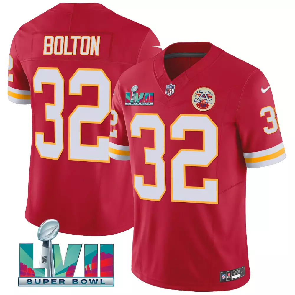 Bolton 32 Kansas City Chiefs 2023 Men's Vapor Jersey | All Stitched Super Bowl LVII Edition White | For Men, Women & Youth