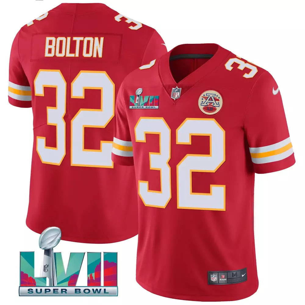 Bolton 32 Kansas City Chiefs 2023 Men's Vapor Jersey | All Stitched Super Bowl Edition White | For Men, Women & Youth