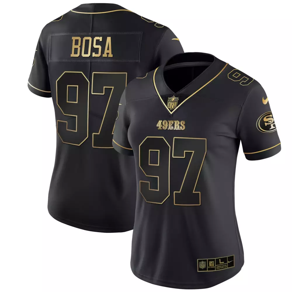 Bosa 97 San Francisco 49ers 2023 Women's Black Gold Jersey | All Stitched Vapor Style | Game Day Outfit | For Women & Youth