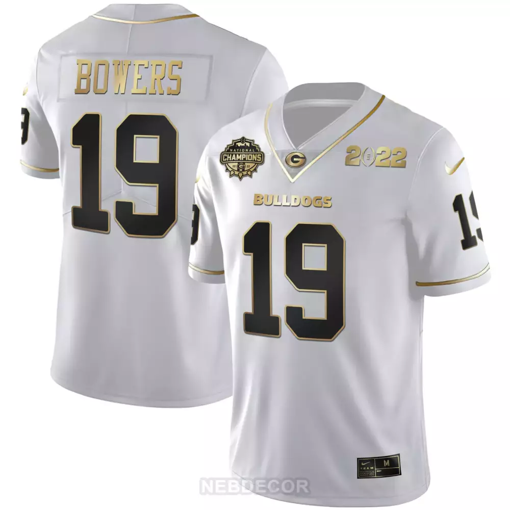 Bowers 19 Bulldogs 2022 Stitched Vapor Jersey | National Champions Edition in White | Fan Gear for Men, Women & Youth