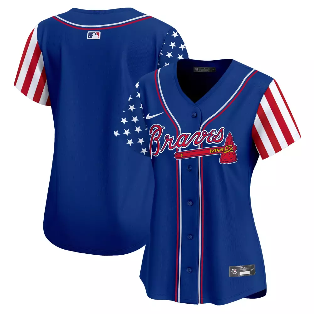 braves women s 2023 all stitched vapor jersey blue 00 n l patch custom name