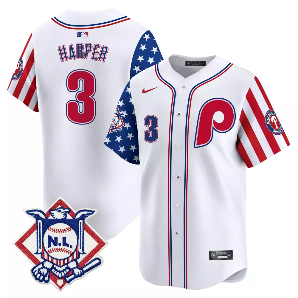 Bryce Harper 3 Philadelphia Phillies 2023 Stitched Vapor Jersey | White, Red & Blue | Limited Edition Fan Gear | For Men, Women & Youth