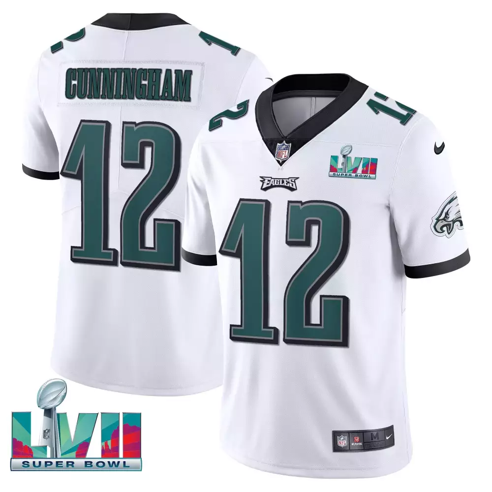 Cunningham Philadelphia Eagles 2023 Super Bowl Edition White Stitched Vapor Jersey | Limited Edition Fan Gear | For Men, Women & Youth