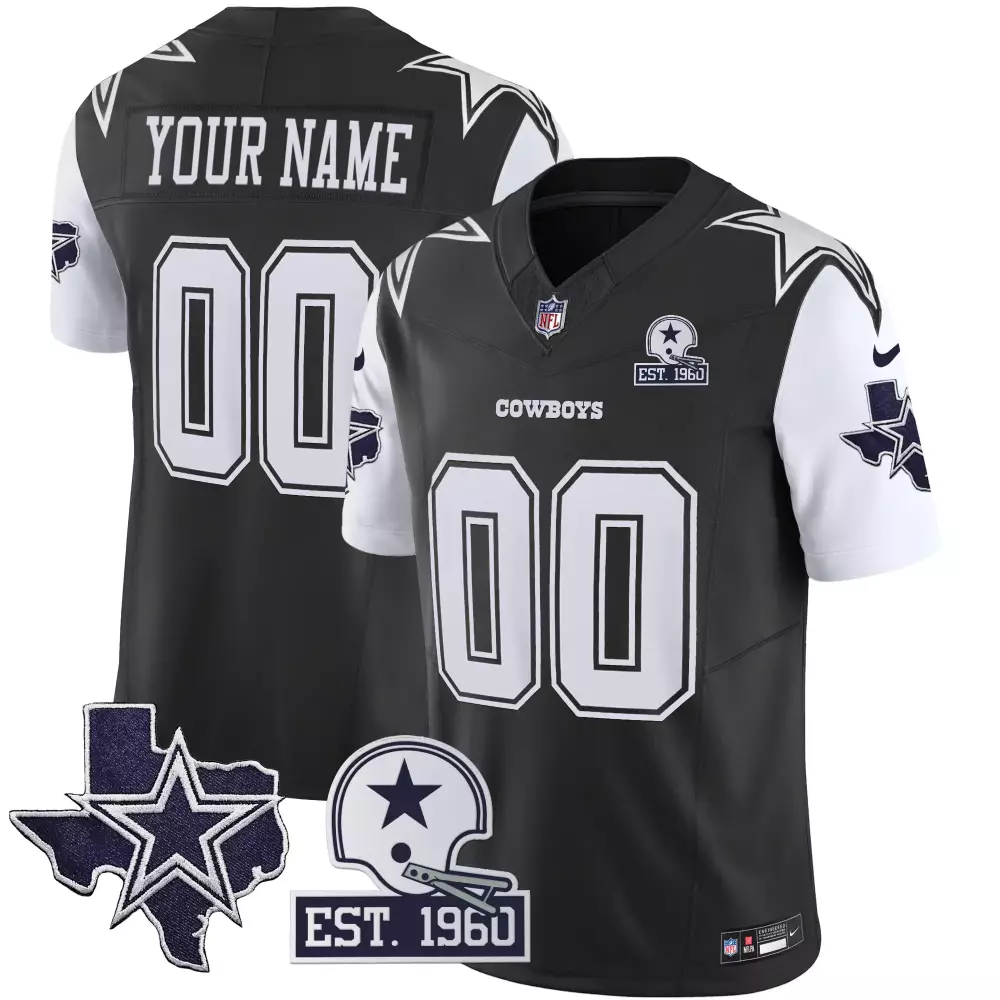 dallas cowboys custom 00 2023 all stitched vapor jersey navy blue men s quality edition