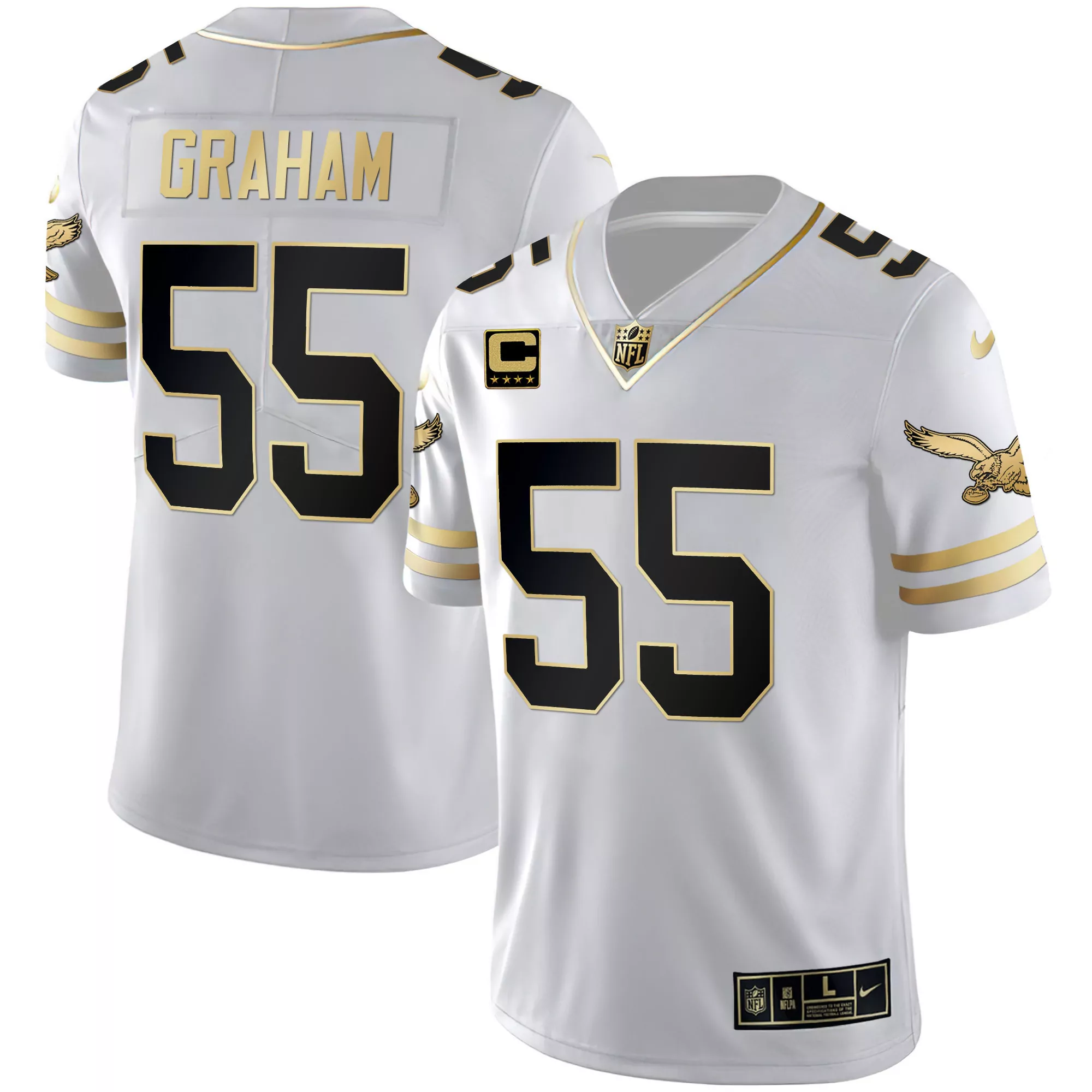 graham 55 new orleans saints 2023 men s all stitched vapor jersey white edition