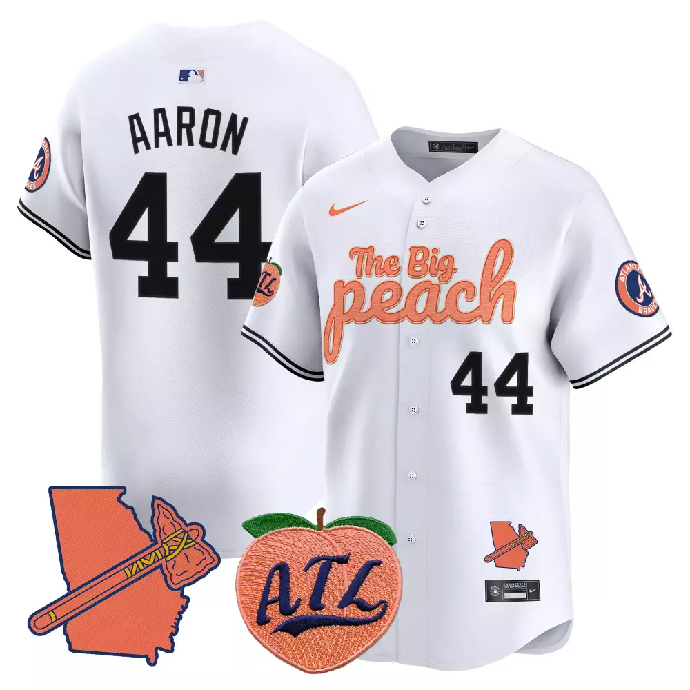 Hank Aaron 44 Atlanta Braves 2023 Men's All Stitched Vapor Jersey | Navy 24 Patch Edition | Fan Gear for Men, Women & Youth