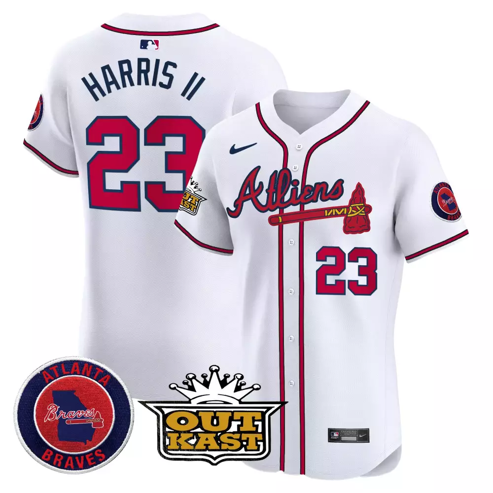 harris ii 23 atlanta braves 2023 men s all stitched vapor jersey white outkast edition